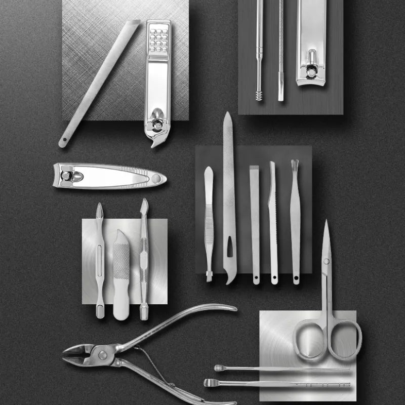 19 Piece Stainless Steel Manicure Pedicure Kit with Travel Case