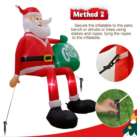 8FT LED Inflatable Climbing Santa Outdoor Christmas Decoration