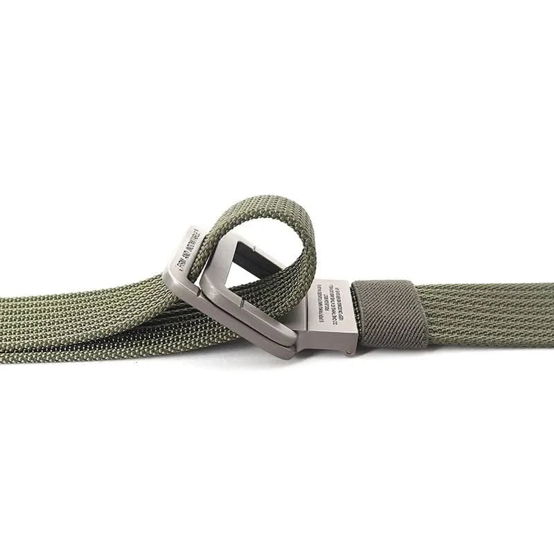 Adjustable Canvas Belt with Double Ring Metal Buckle