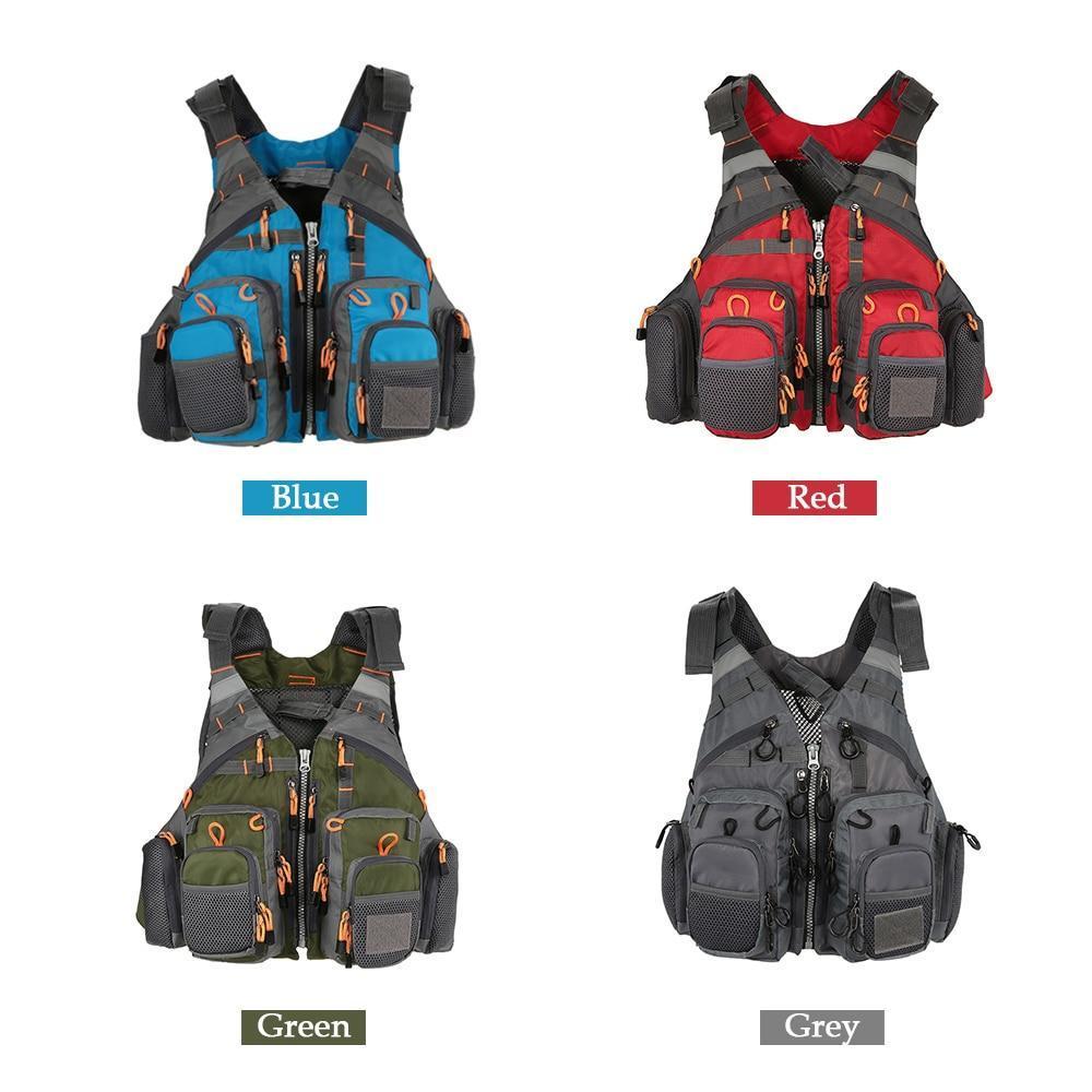 Adjustable Fishing Life Vest with Multi Pocket Storage
