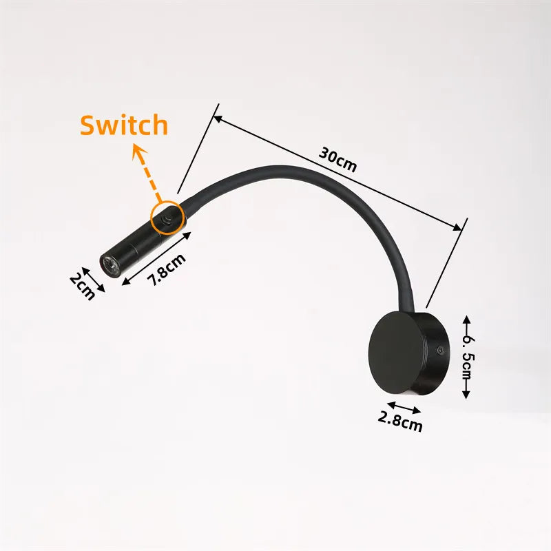 Adjustable LED Reading Wall Lamp with Flexible Gooseneck