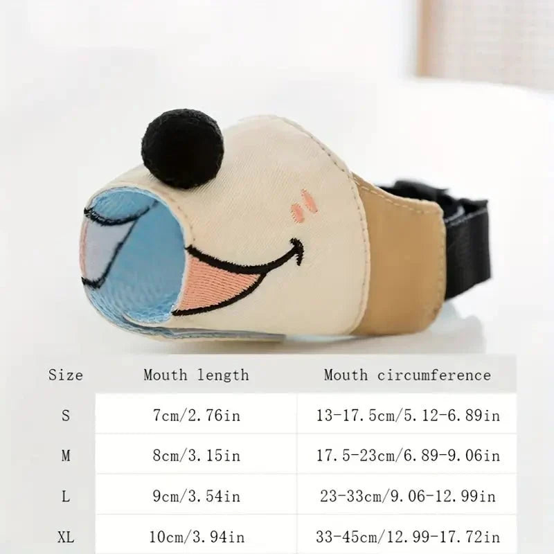 Cartoon Dog Muzzle Adjustable Soft Breathable Pet Muzzle