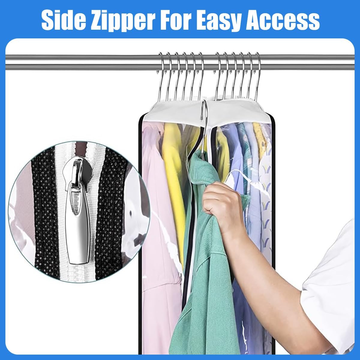 Clear Gusseted Garment Bags 3 Pack With Side Zipper