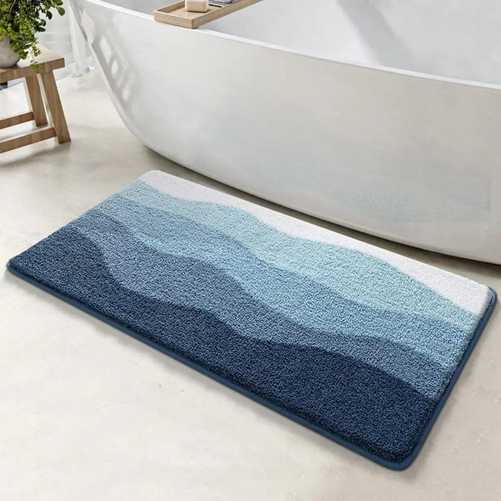 Coastal Wave Pattern Non Slip Microfiber Bath Mat