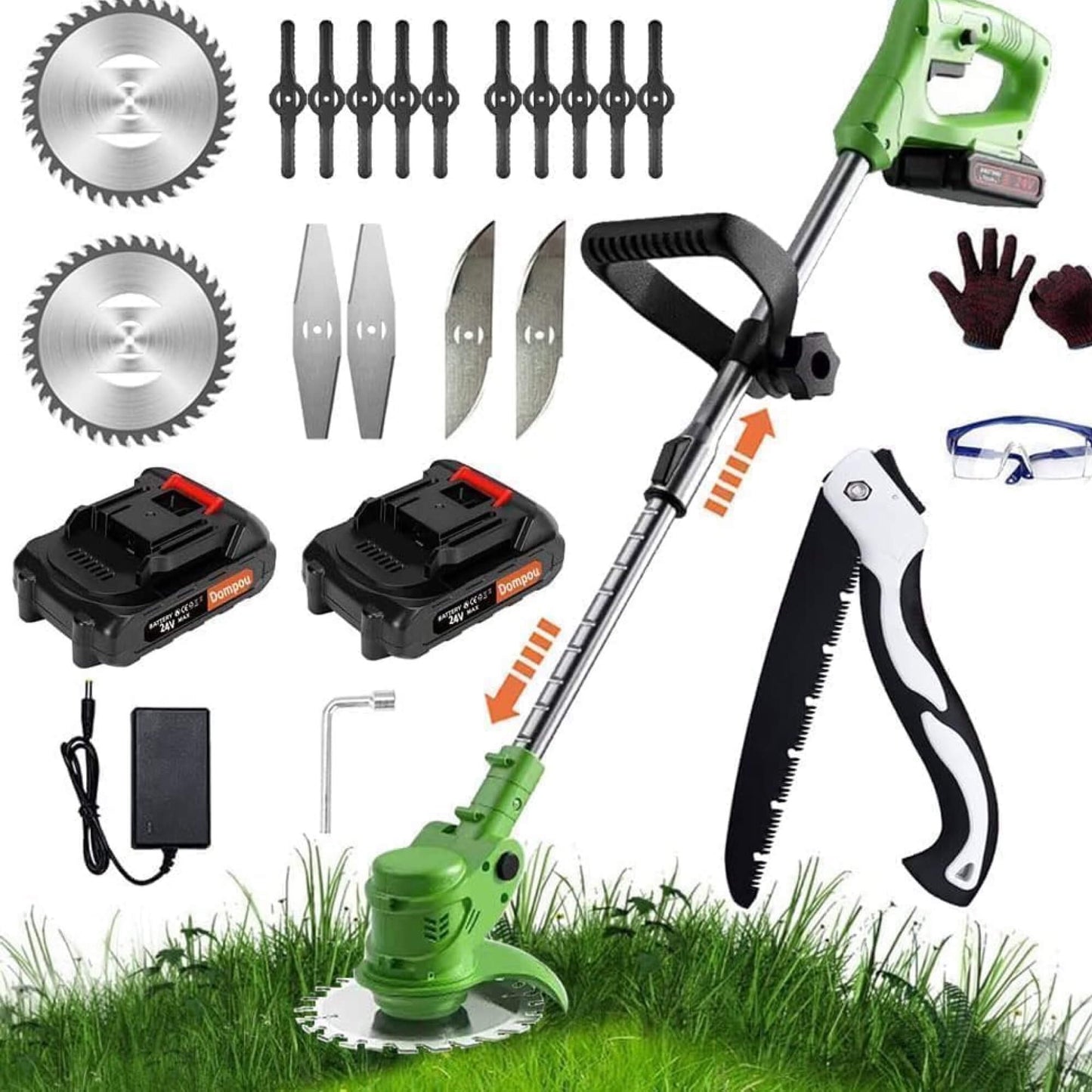 Cordless Electric Grass Trimmer with Adjustable Telescopic Shaft