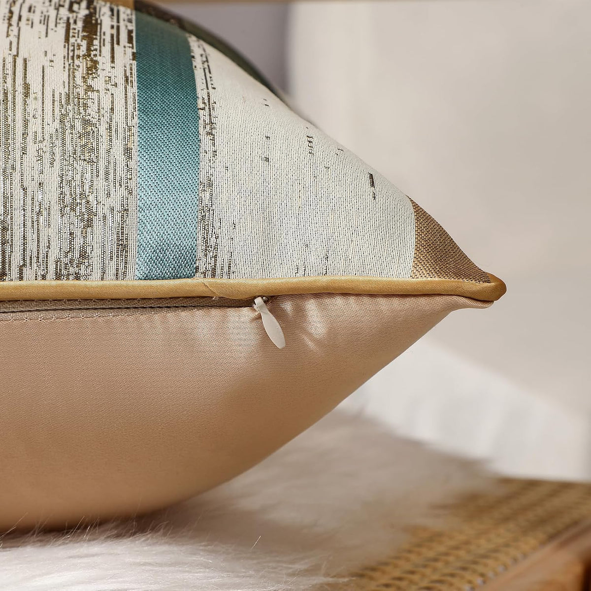 Decorative Printed Cushion Cover with Zipper and Piped Edge