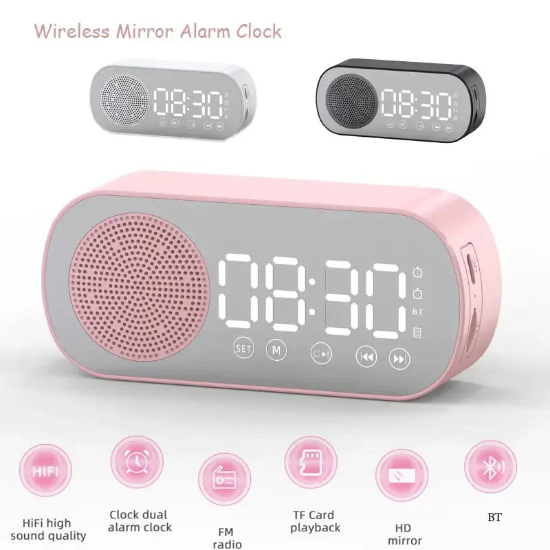 Digital Alarm Clock Bluetooth Speaker FM Radio LED Display