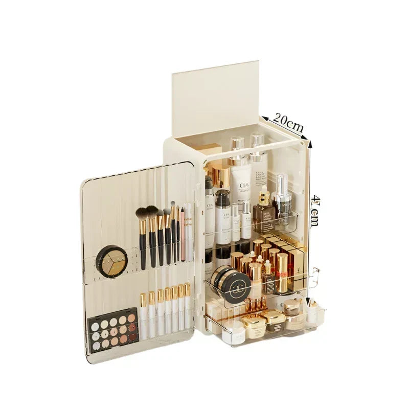 Dust-Proof Makeup Storage Organizer with Magnetic Door