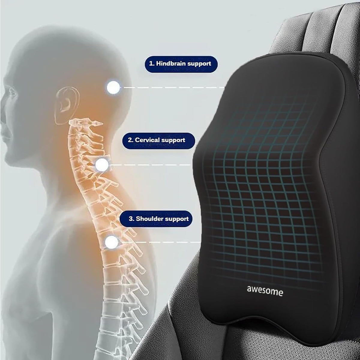 Ergonomic Car Seat Cushion for Neck and Back Support