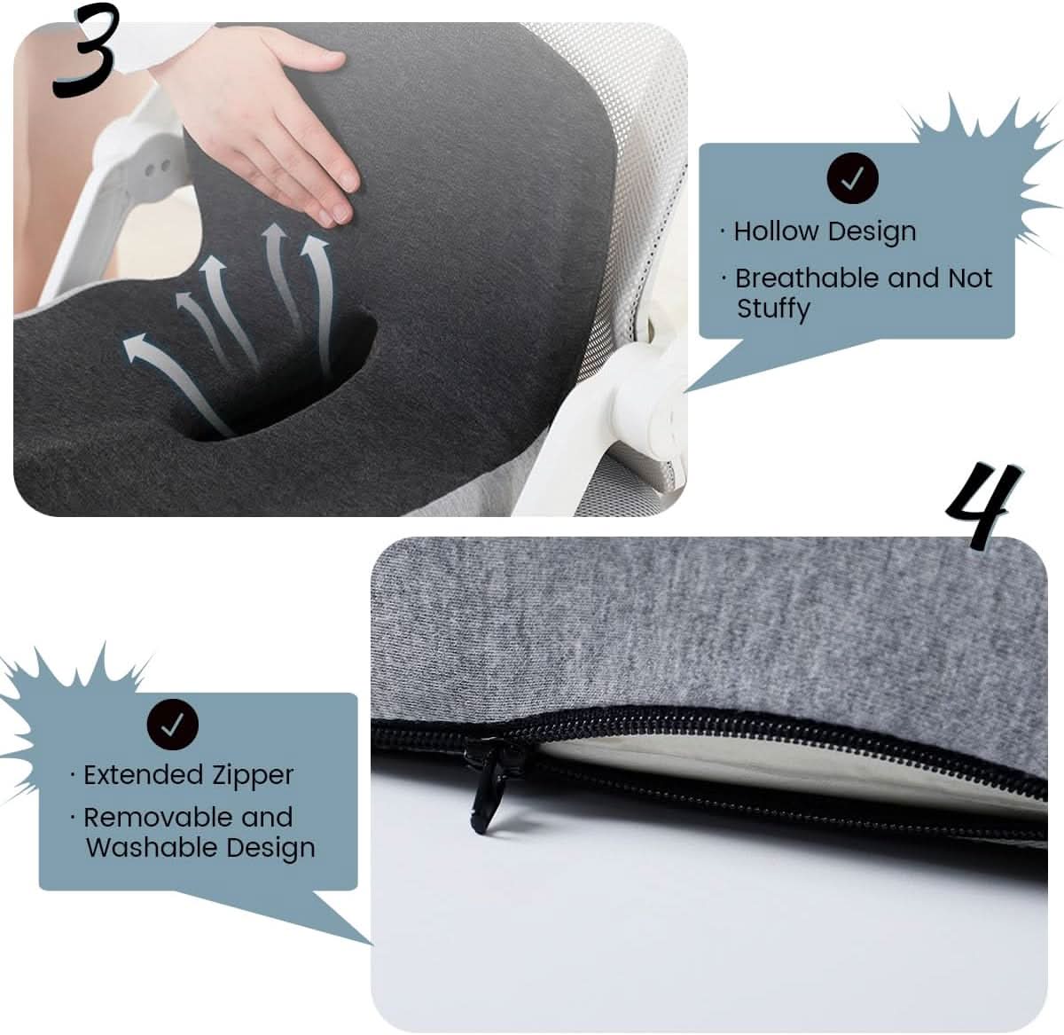 Ergonomic Memory Foam Seat Cushion for Office Chair