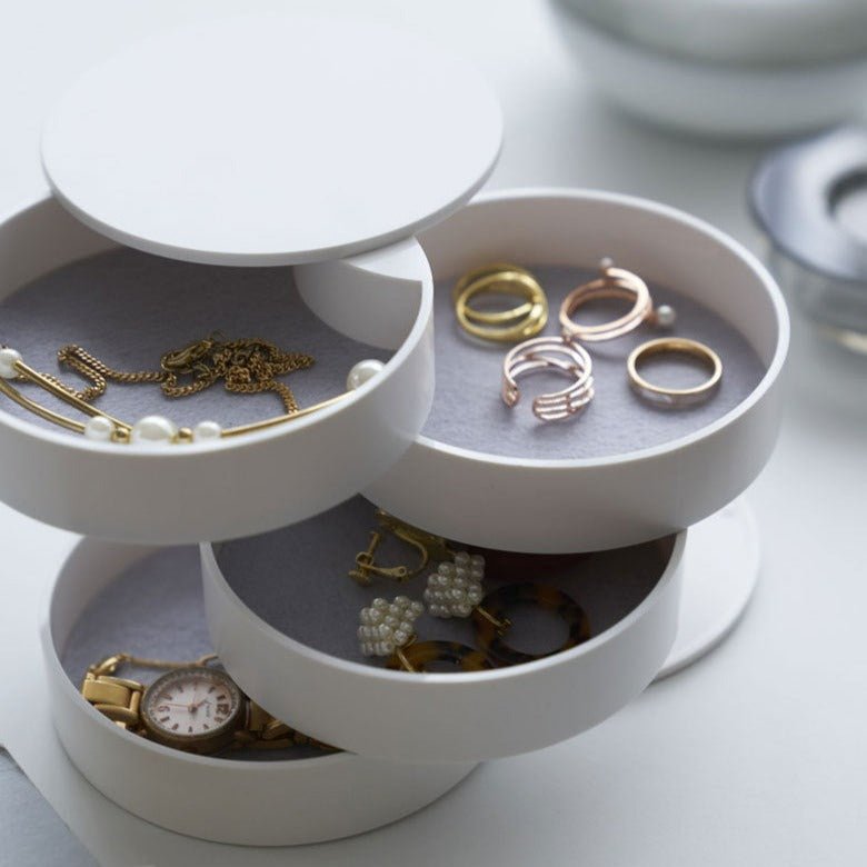 Four Layer Jewelry Organizer With Rotating Storage Compartments