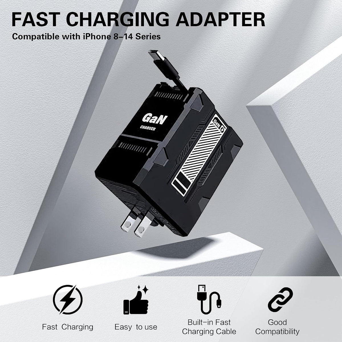 GaN Fast Charger Dual USB Ports for Phones and Tablets