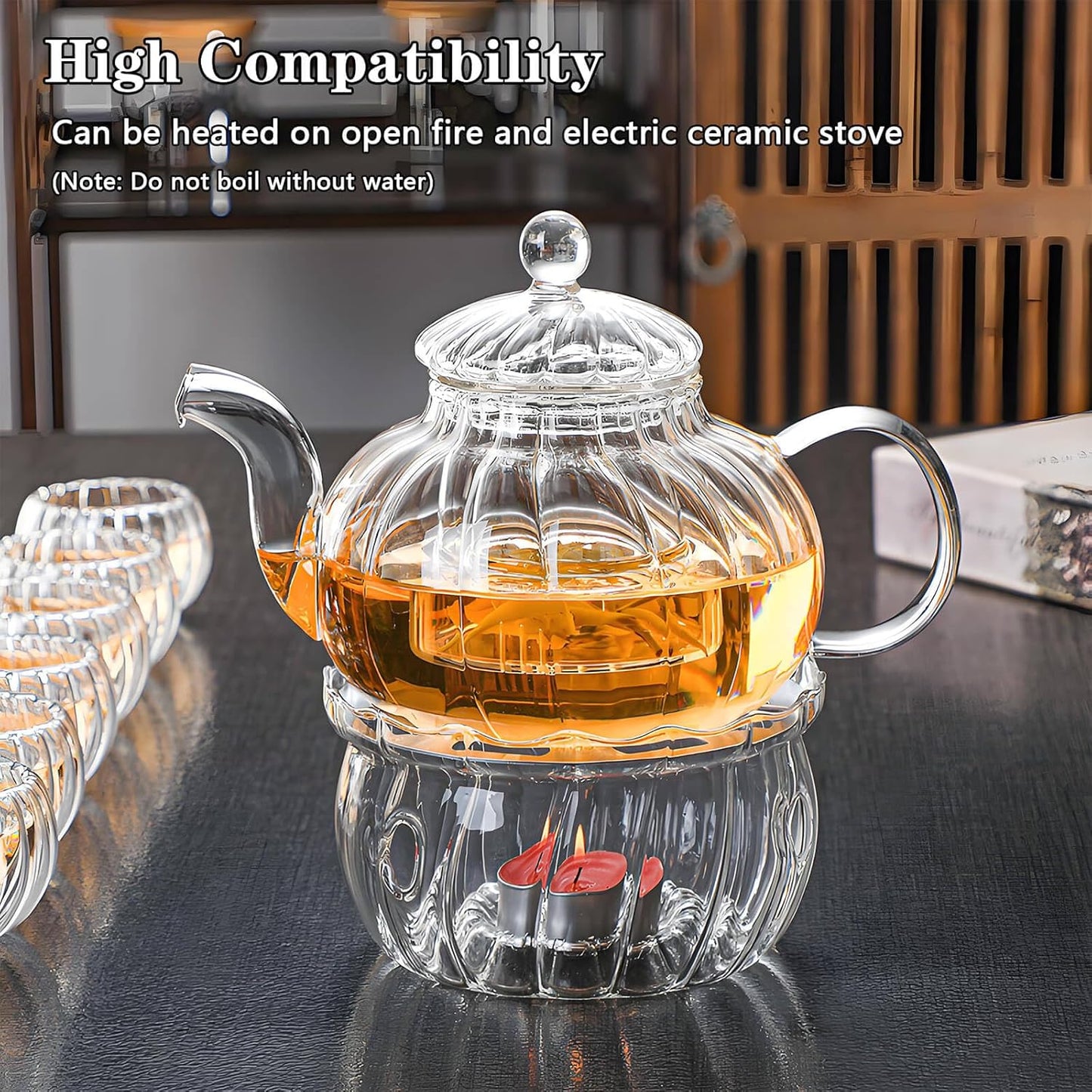 Glass Teapot with Stainless Steel Infuser for Loose Leaf Tea