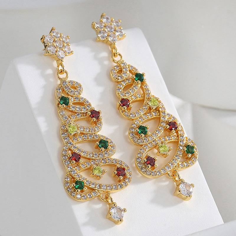 Glitter Christmas Tree Drop Earrings