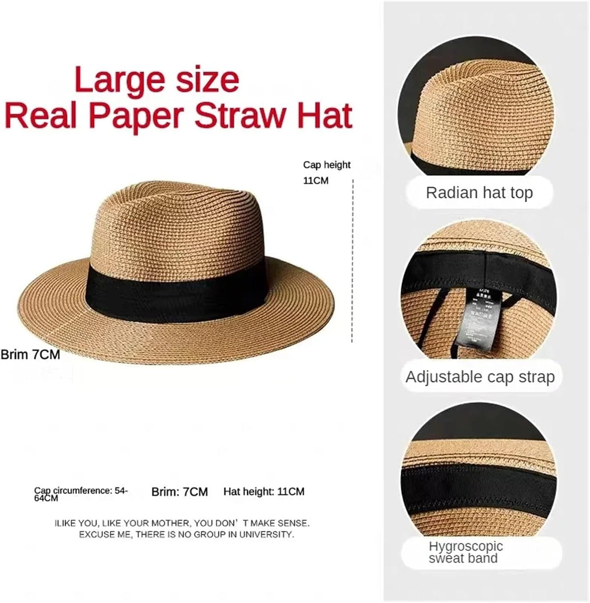 Handmade Panama Hat Lightweight Palm Straw Classic Style