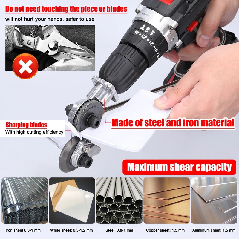 Heavy Duty Drill Metal Sheet Cutting Attachment