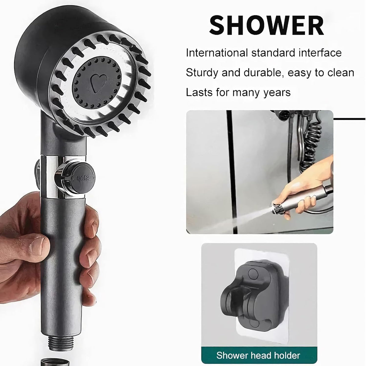 High Pressure Shower Head With 9 Layer Filter and Water Saving Design