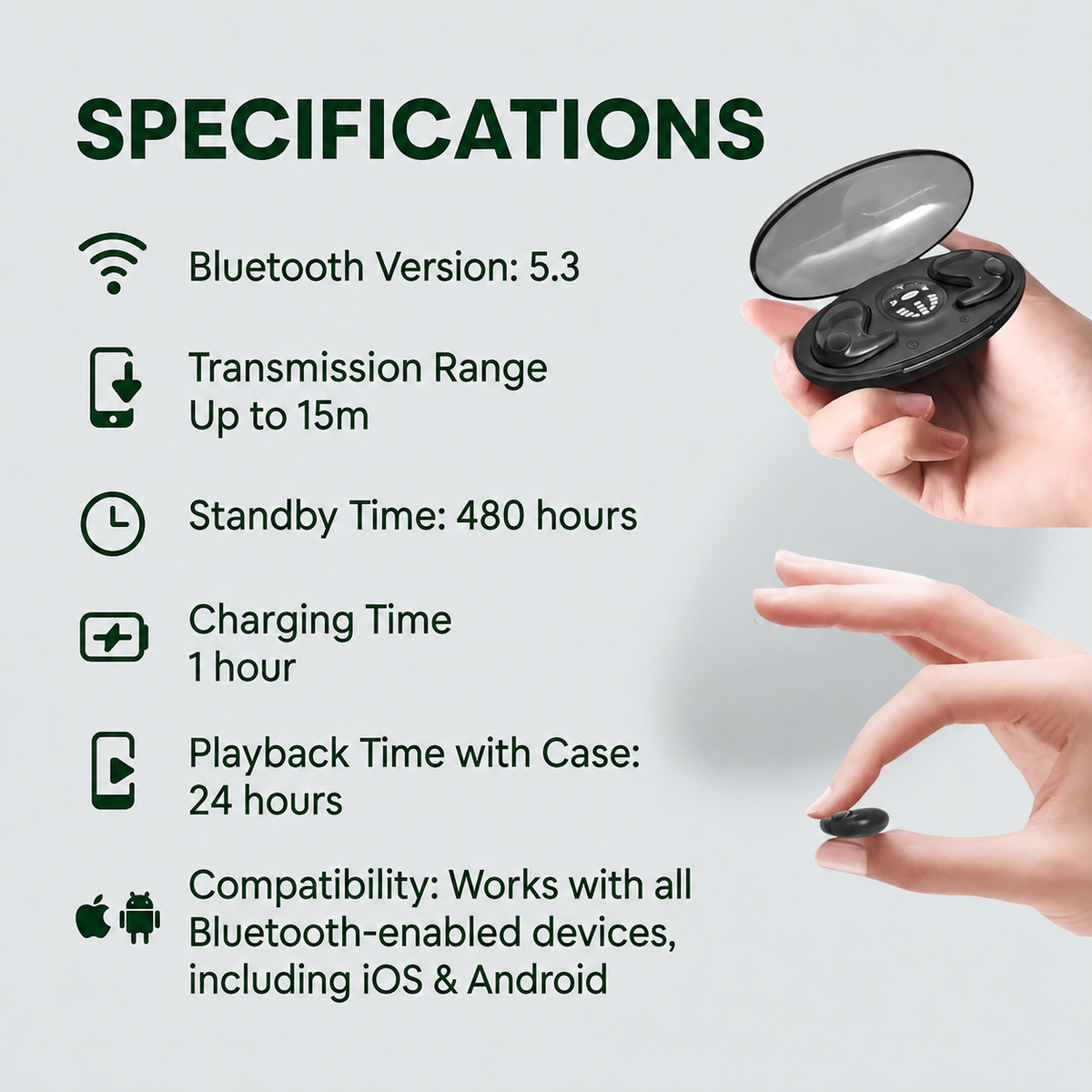 Invisible Bluetooth 5.3 Sleep Earbuds for Side Sleepers