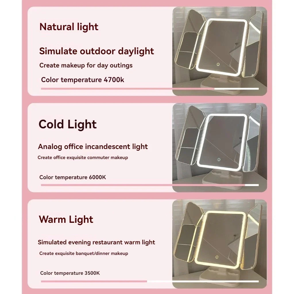 LED Makeup Mirror with 3 Light Modes and Dual Magnification