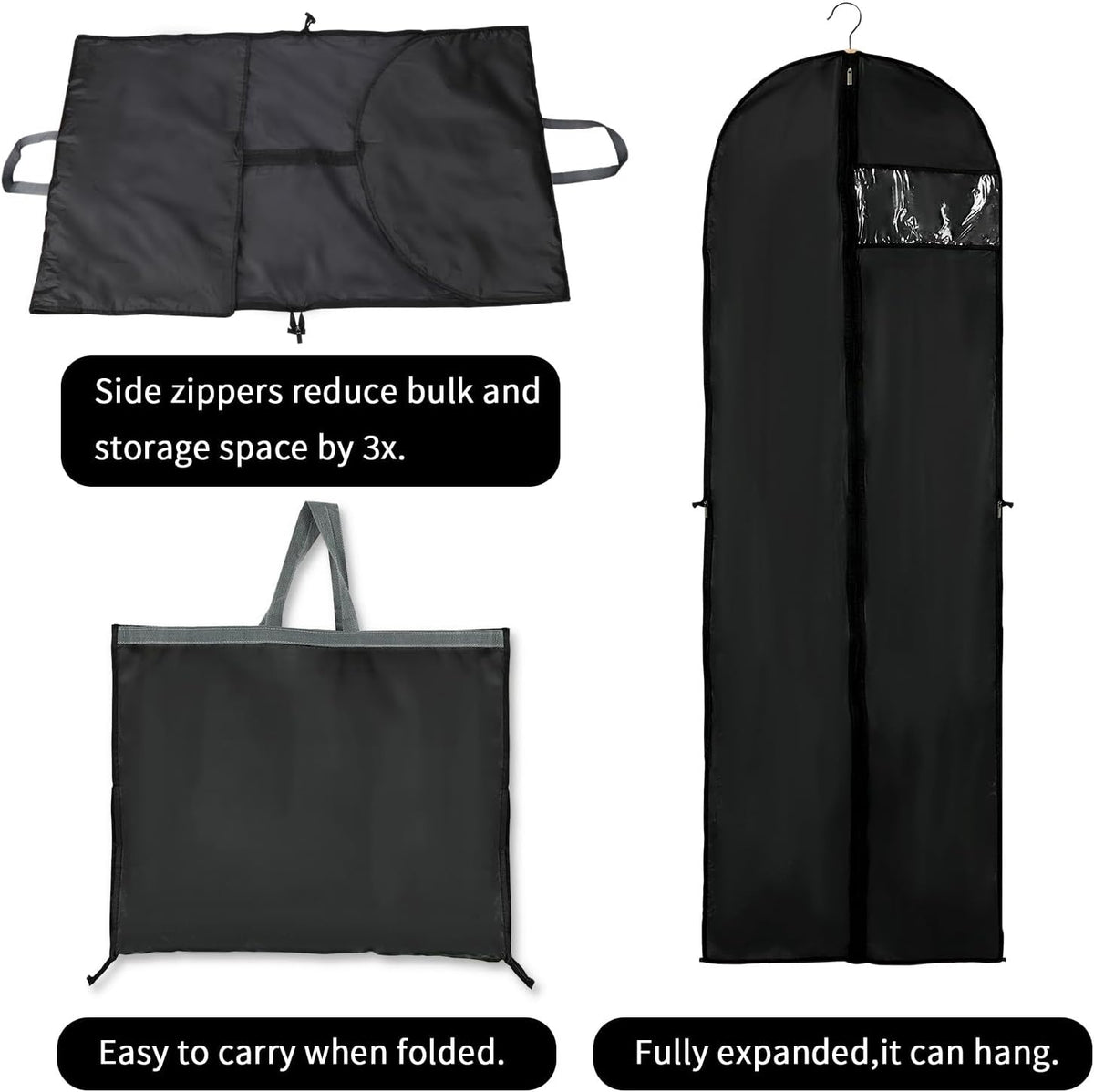 Long Garment Storage Bags with Clear Window and Full Length Zipper 2 Pack