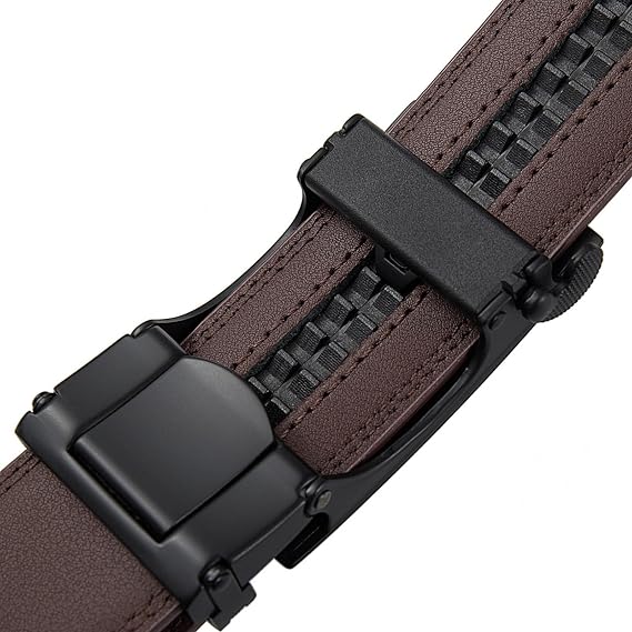Men's PU Leather Belt with Automatic Ratchet Buckle