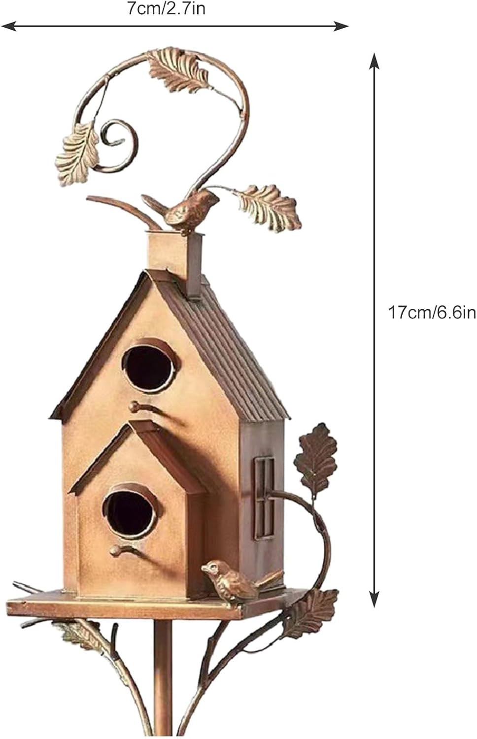 Metal Garden Birdhouse Stake Outdoor Decor