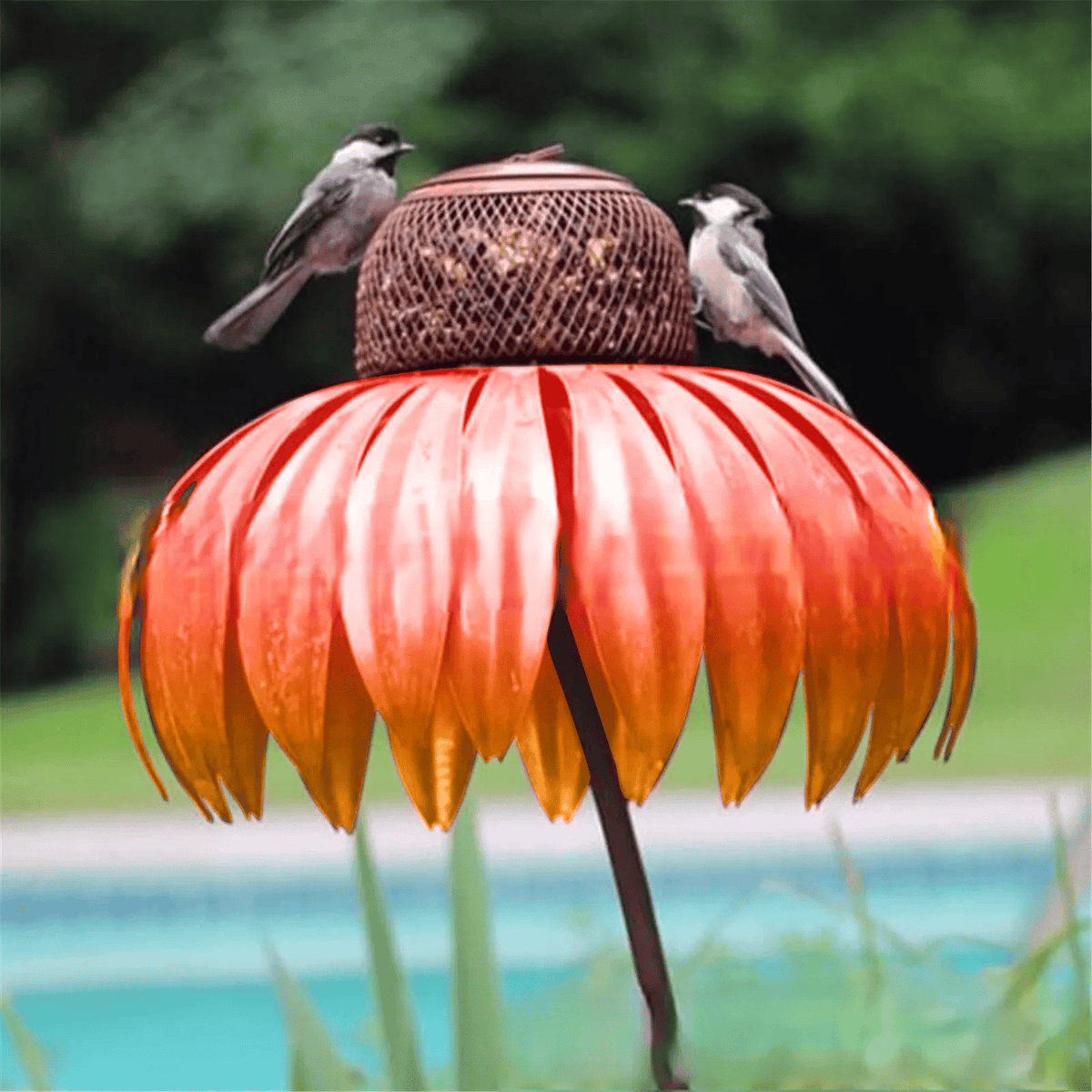 Metal Sunflower Bird Feeder House for Outdoor Garden Decoration