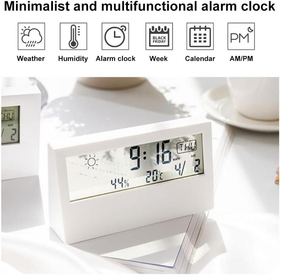 Minimalist Digital Alarm Clock with Temperature Display