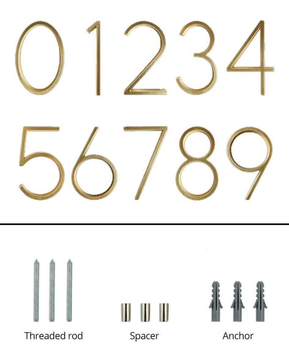 Modern Gold House Number Metal Address Sign