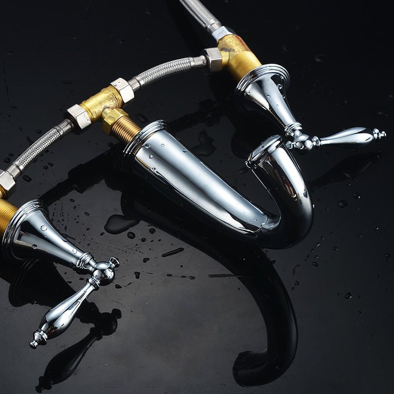Modern Widespread Bathroom Faucet Double Handle Brass