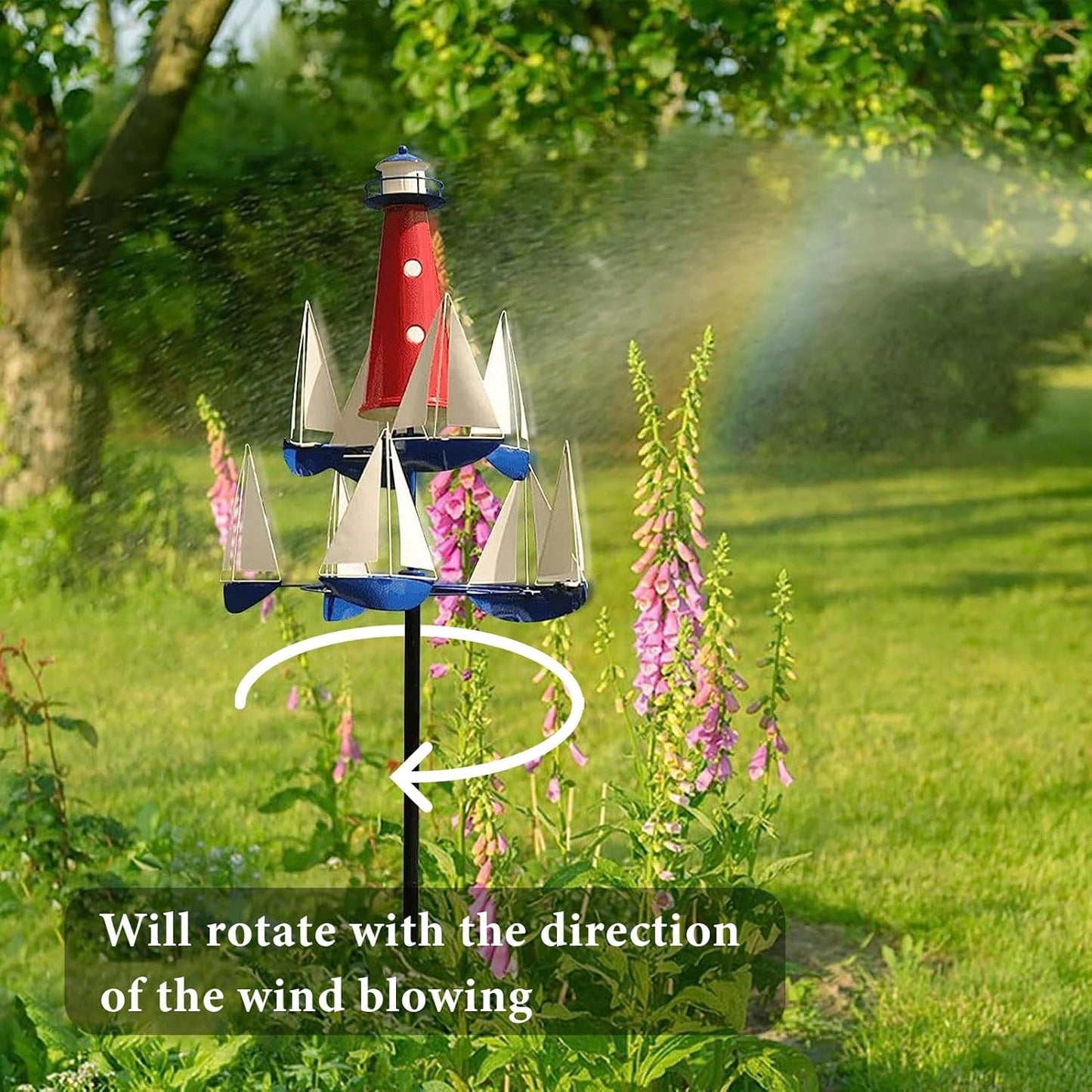 Nautical Kinetic Wind Spinner Metal Garden Sculpture