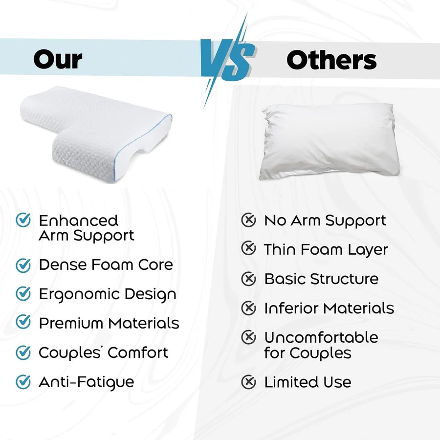 Orthopedic Memory Foam Couple Pillow with Arm Tunnel Design