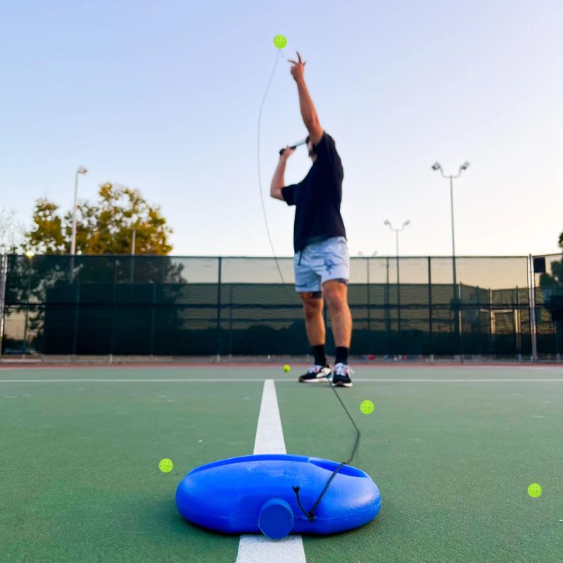 Pickleball Rebound Trainer with Luminous Balls and Weighted Base