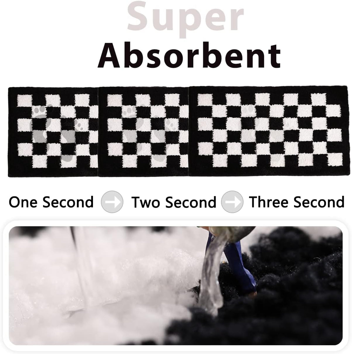 Plush Checkered Microfiber Bath Mat