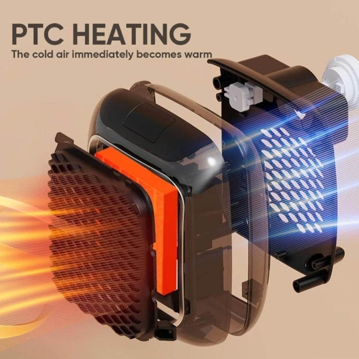 Portable Ceramic Space Heater with Timer and Safety Protection