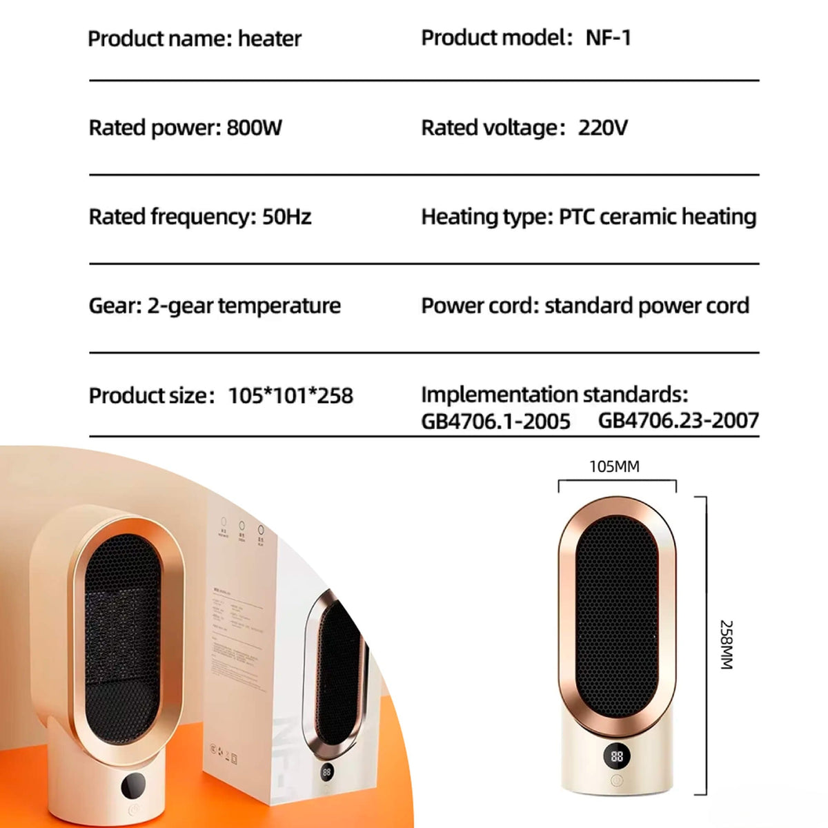 Portable Energy Efficient Space Heater for Small Rooms