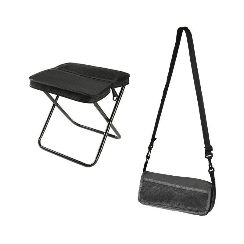 Portable Foldable Backpack Stool Lightweight Outdoor Seat with Storage Pockets