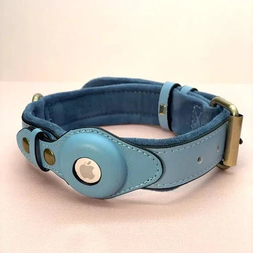 Premium Leather AirTag Holder Dog Collar Waterproof Pet Collar