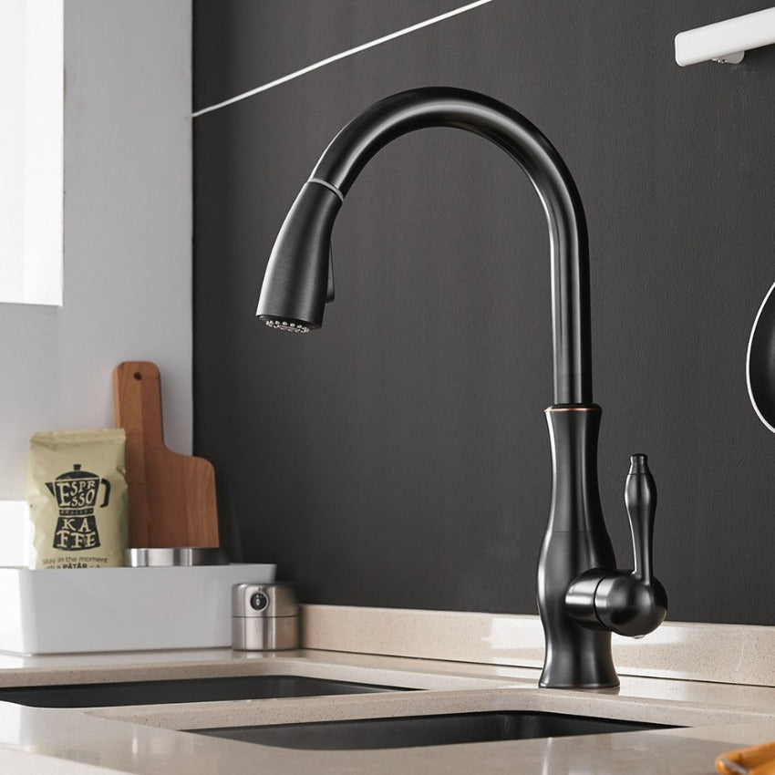 Pull-Out Stainless Steel Kitchen Mixer Faucet with 360° Swivel Spray Head