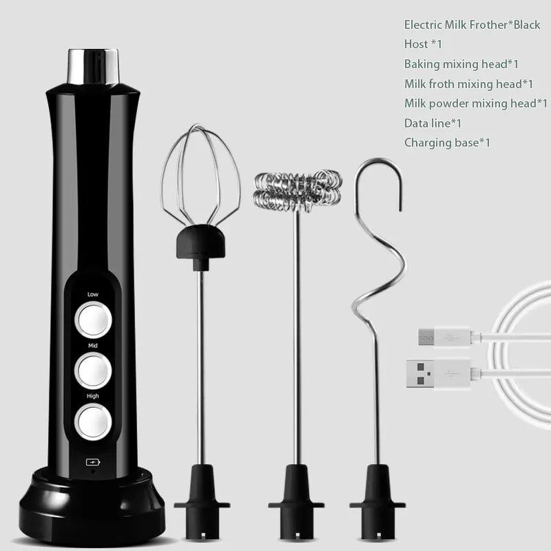 Rechargeable 3 in 1 Electric Milk Frother and Drink Mixer