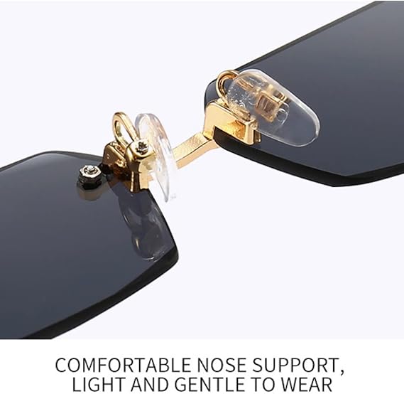 Rectangle Rimless UV400 Sunglasses Lightweight Unisex Design
