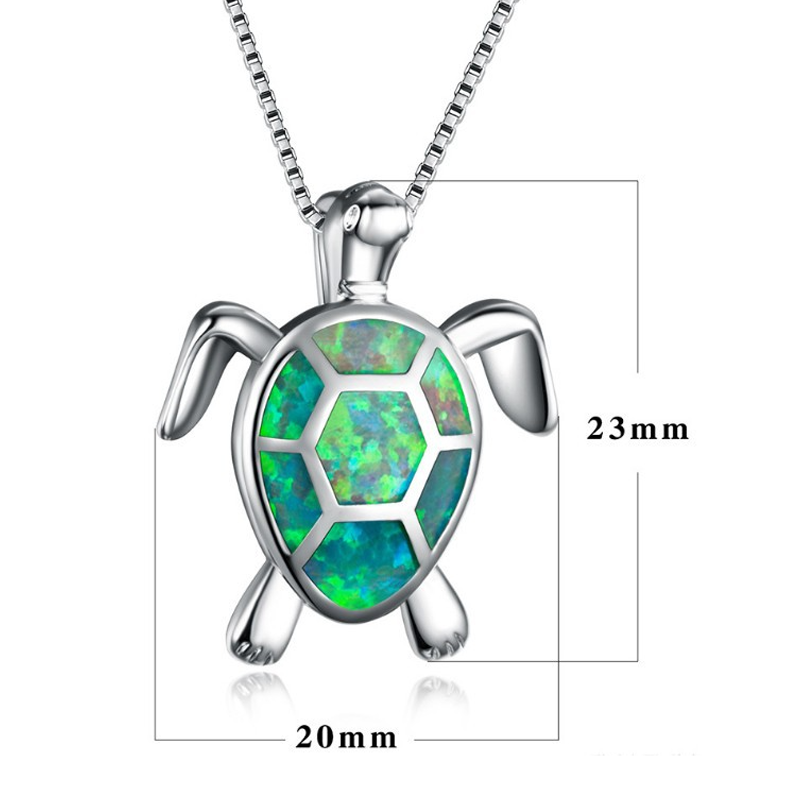 Sea Turtle Opal Pendant Necklace