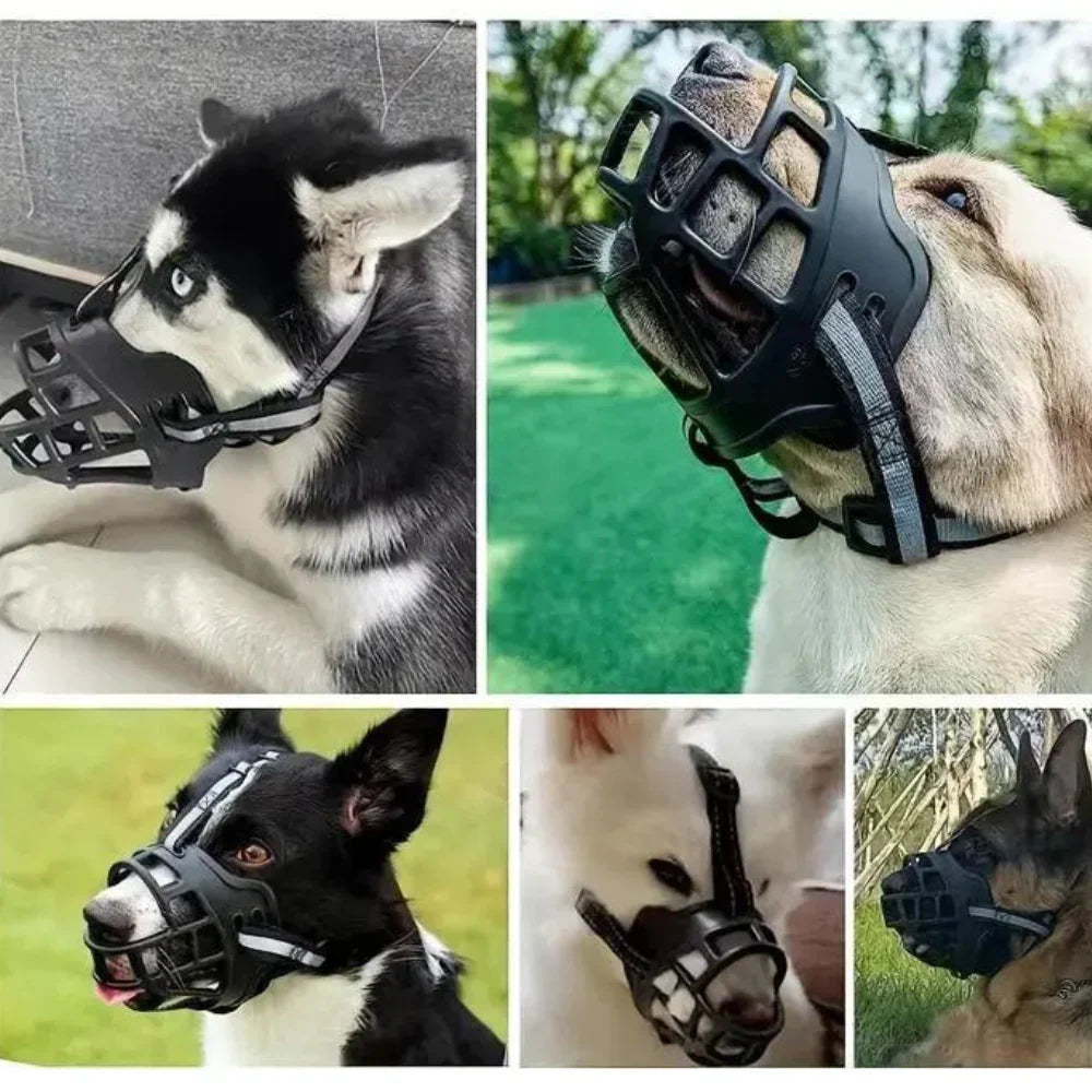 Soft Mesh Dog Muzzle Adjustable Breathable Anti Bite Bark Control Safety Training Pet Head Cover