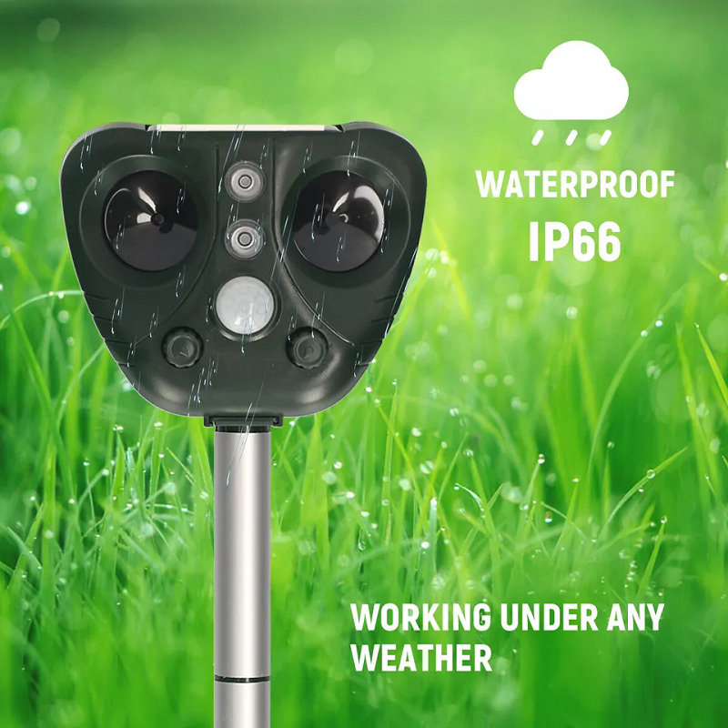 Solar Powered Ultrasonic Bird Repeller with LED Flashing Deterrent