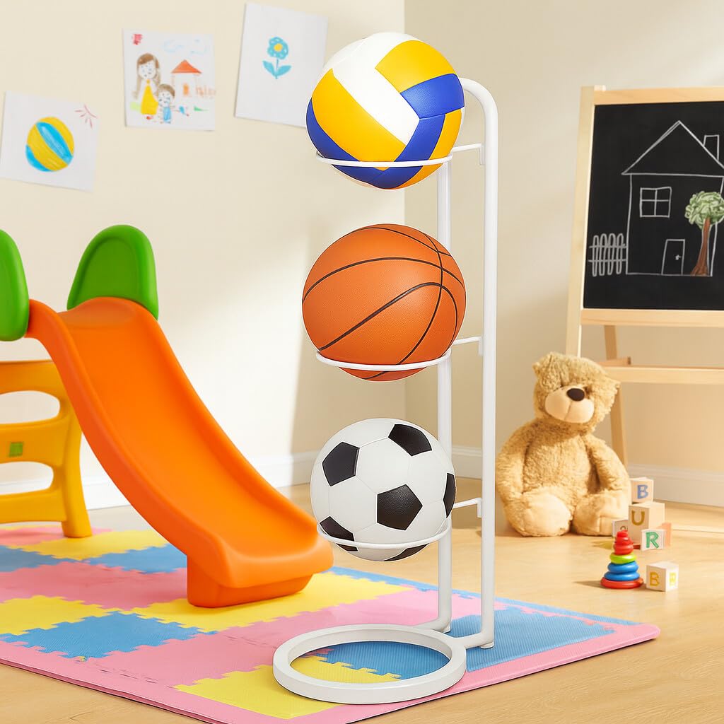 Sports Ball Storage Rack with Multi Tier Organizer