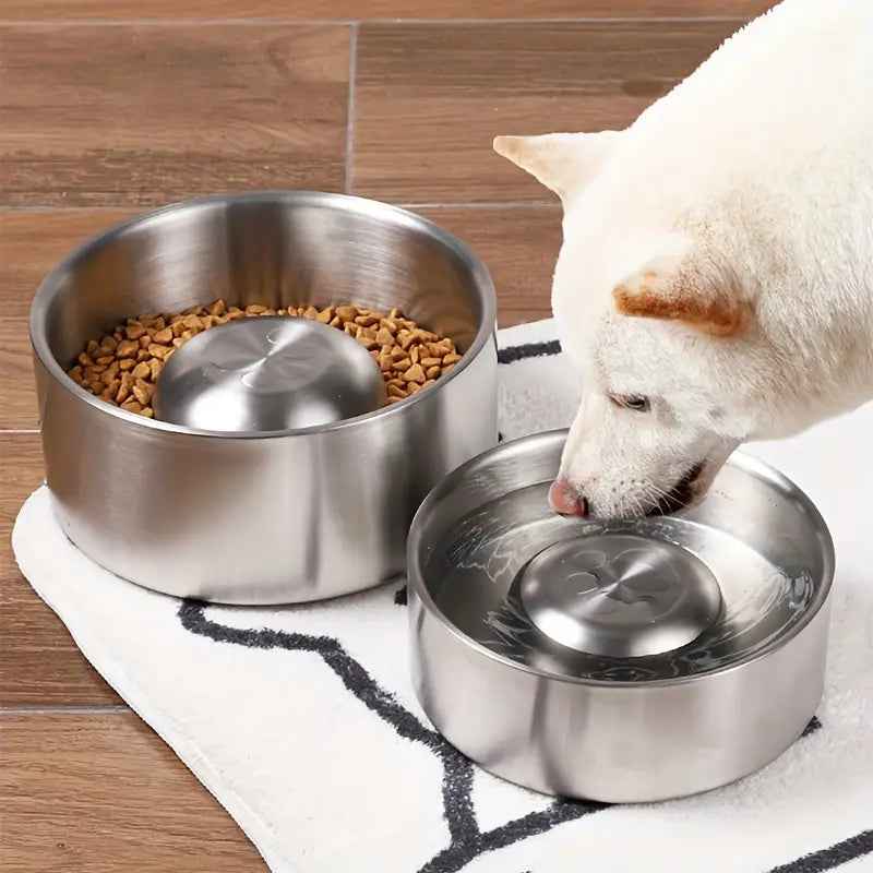 Stainless Steel Slow Feed Dog Bowl