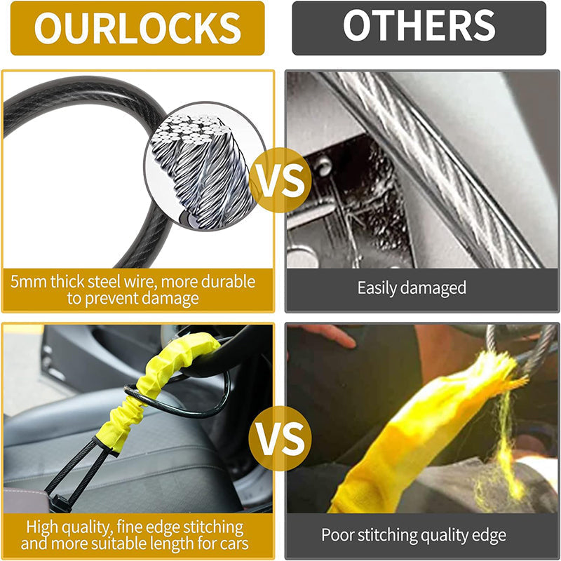 Steering Wheel Lock Security Cable Anti Theft Vehicle Lock