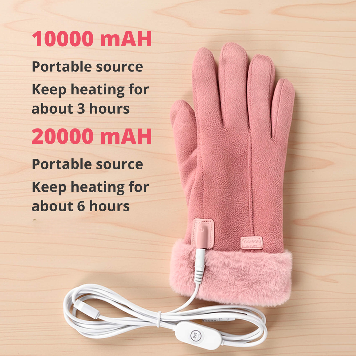 USB Rechargeable Heated Winter Gloves for Women with Touchscreen Protection