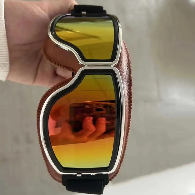 Vintage Motorcycle Riding Goggles with UV Protection Lens