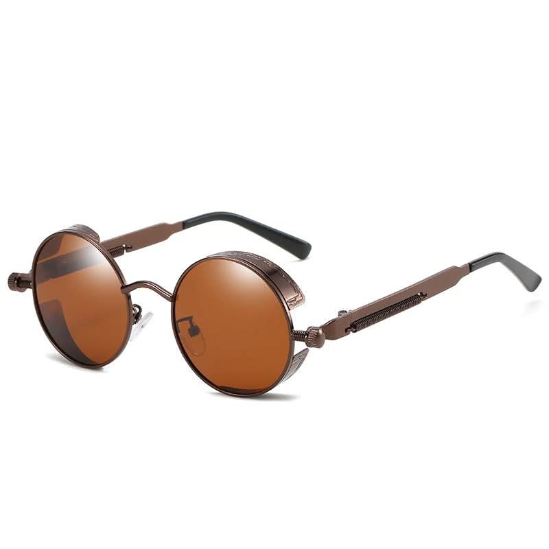 Vintage Round Steampunk Sunglasses Polarized UV400 Alloy Frame